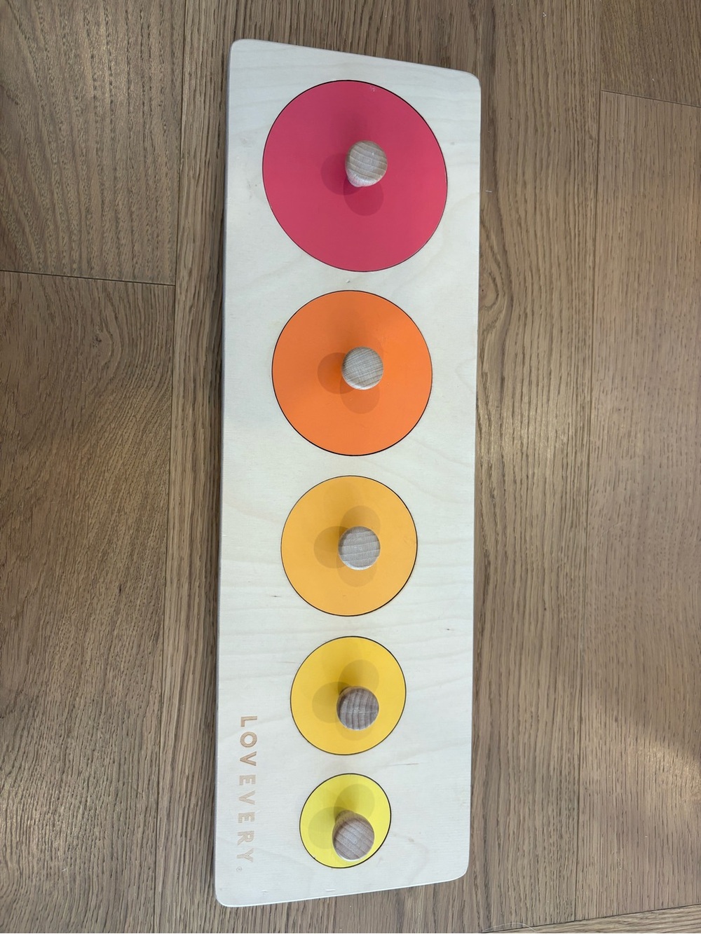 Lovevery Wooden puzzle- Pink, Orange & Yellow